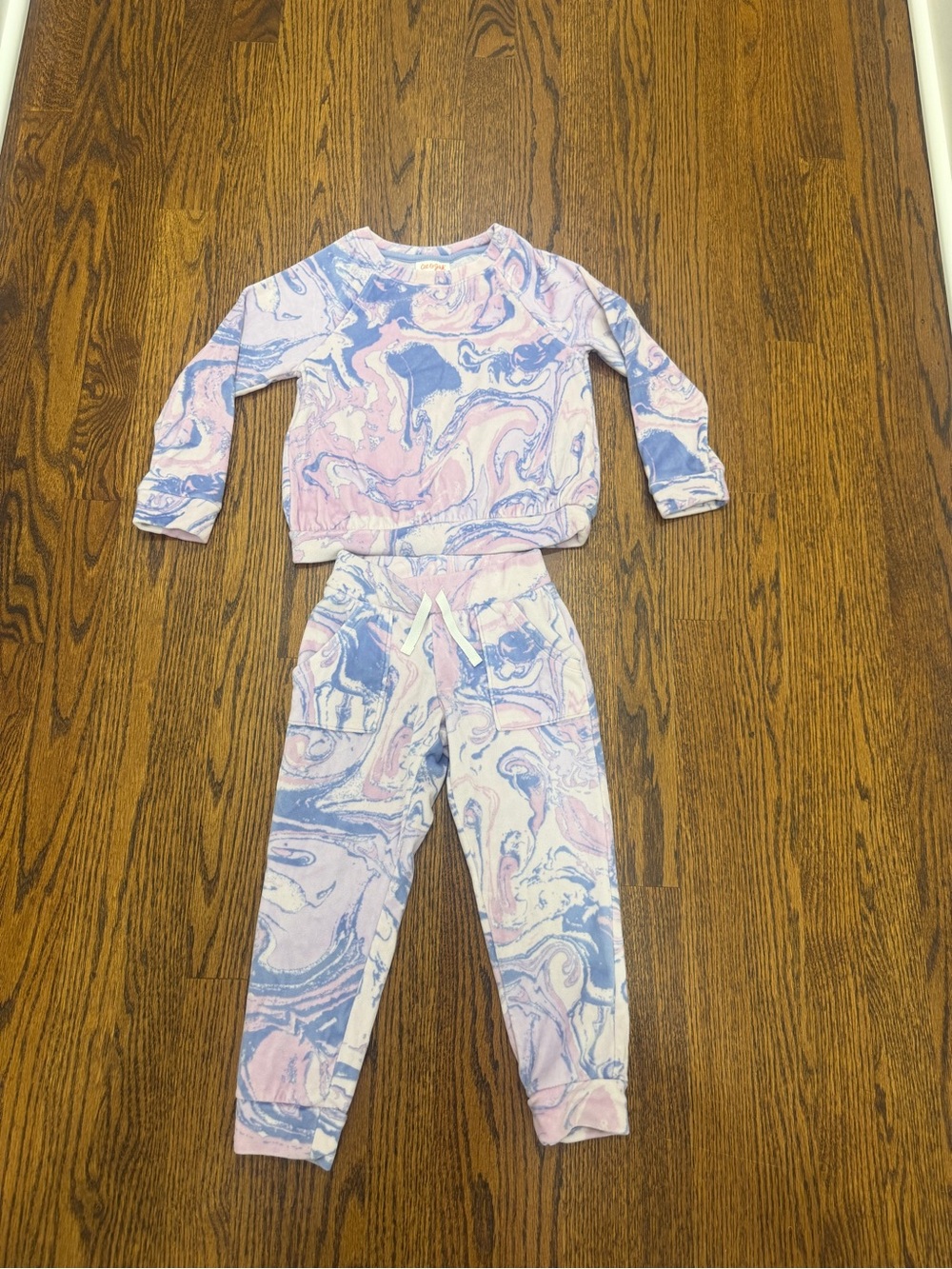 Cat & Jack Marble-Print Pajama Set - Pink & Blue